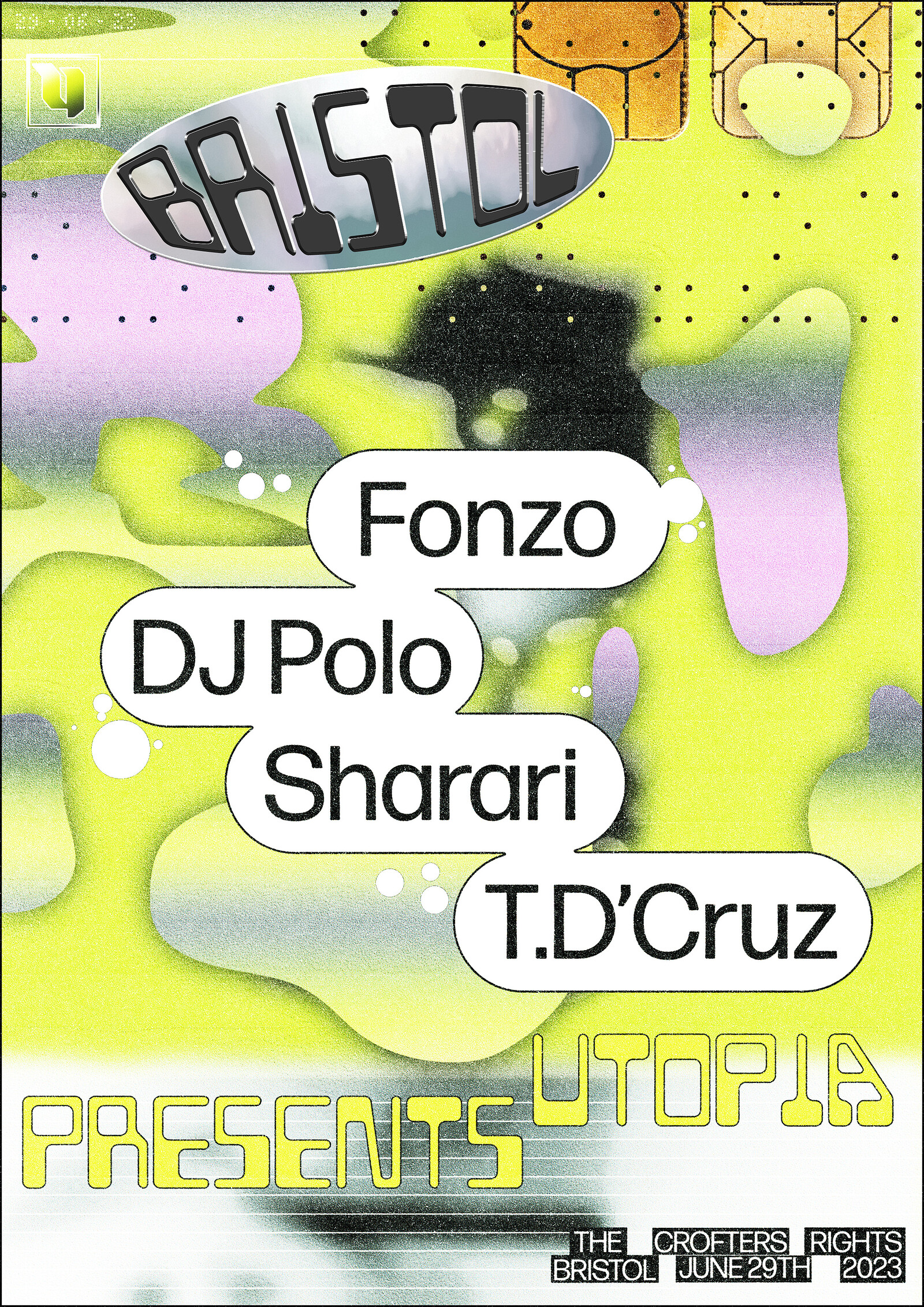Utopia Pres: DJ POLO, FONZO, TDCURZ, SHARARI at Crofters Rights