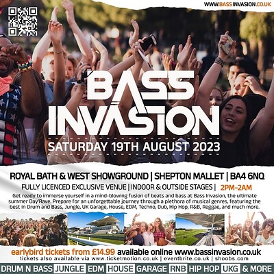 BASS INVASION The Ultimate Summer Day'Rave at Royal Bath & West Showground Pavilion