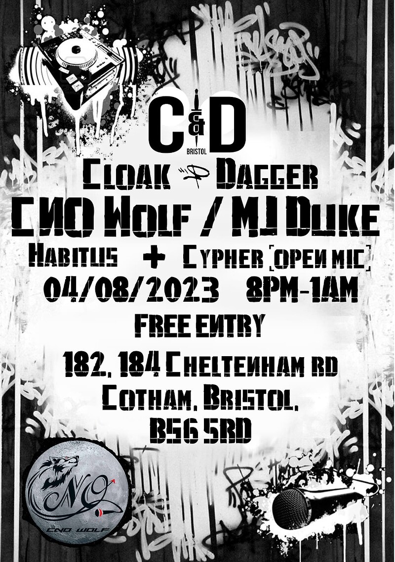 CNO Wolf, MJ Duke, Habitus + Cypher Open Mic at The Cloak and Dagger