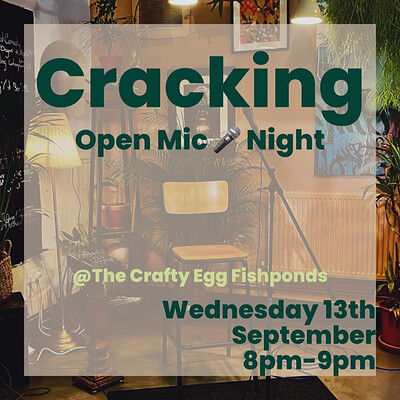 Cracking open mic night at The Crafty Egg Fishponds