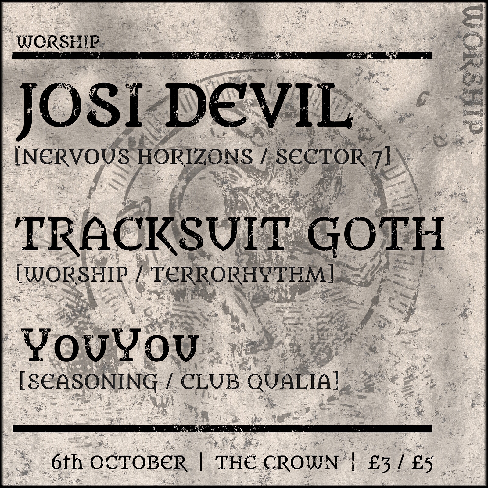 WORSHIP: Josi Devil, Tracksuit Goth & YouYou at The Crown