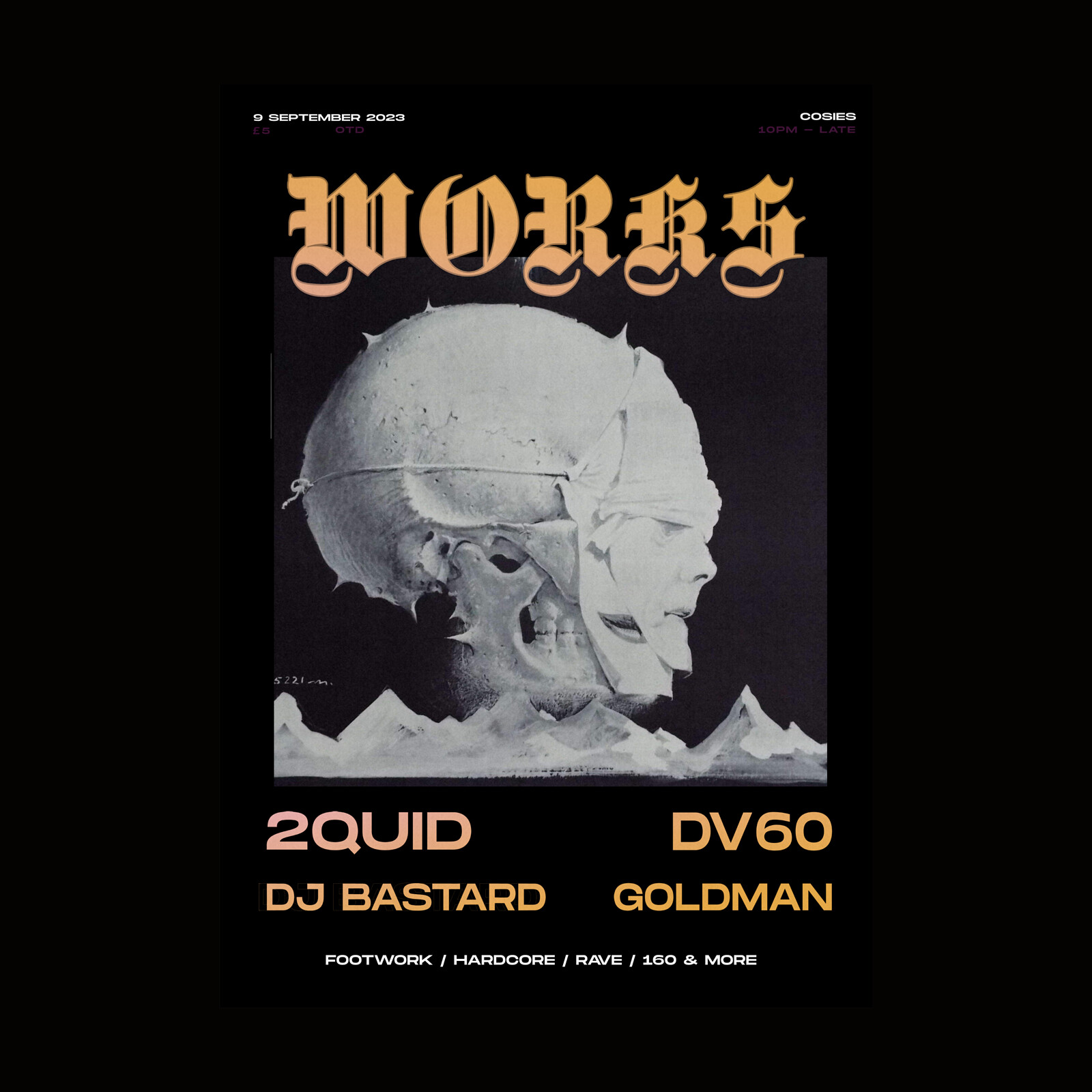 WORKS: JETSKI, 2QUID, DV60, DJ BASTARD, GOLDMAN at Cosies