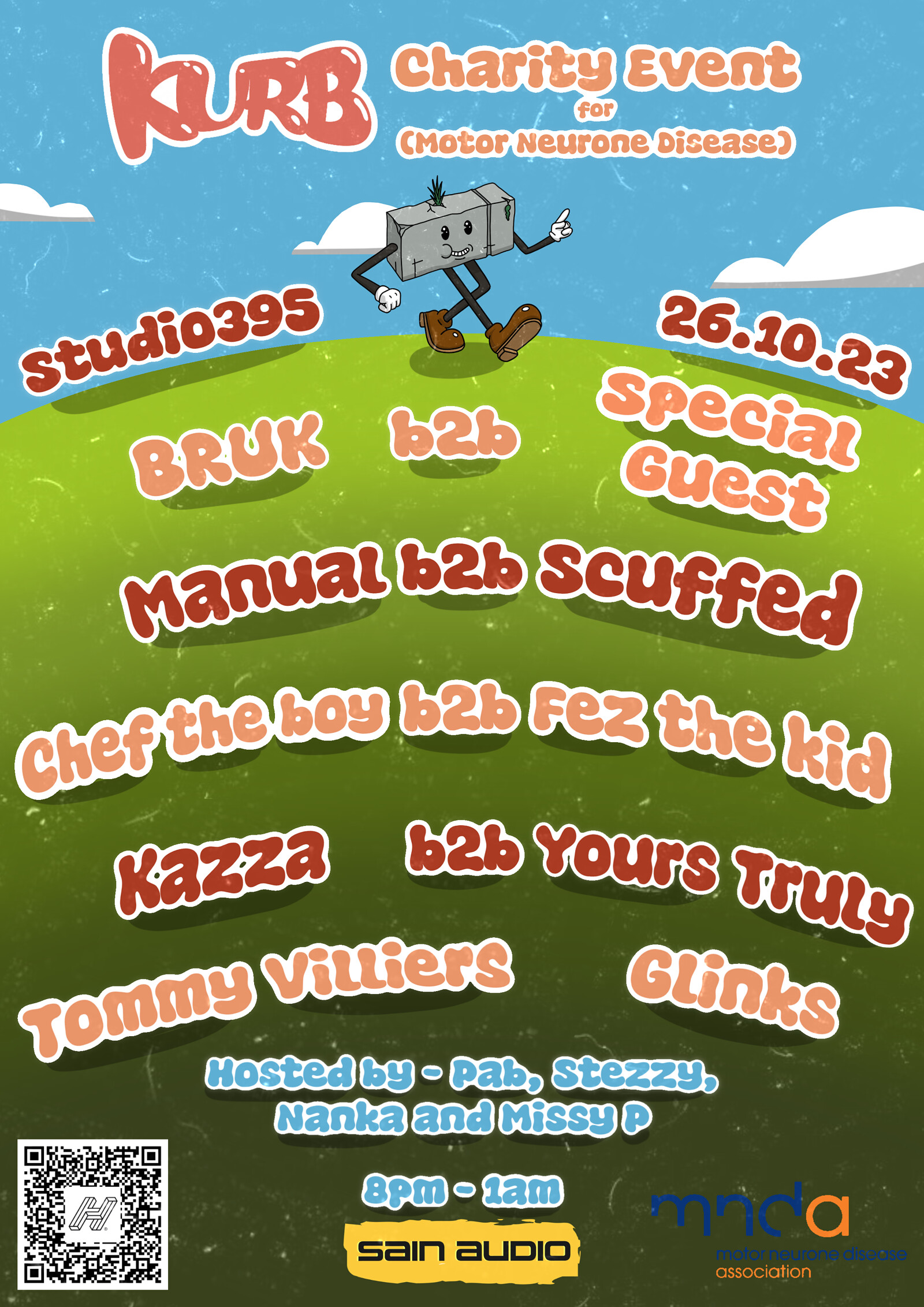 kurb. Charity event for MND Association at Rat House