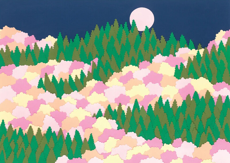 Cut Paper Collage Autumnal Landscape at Bristol Folk House
