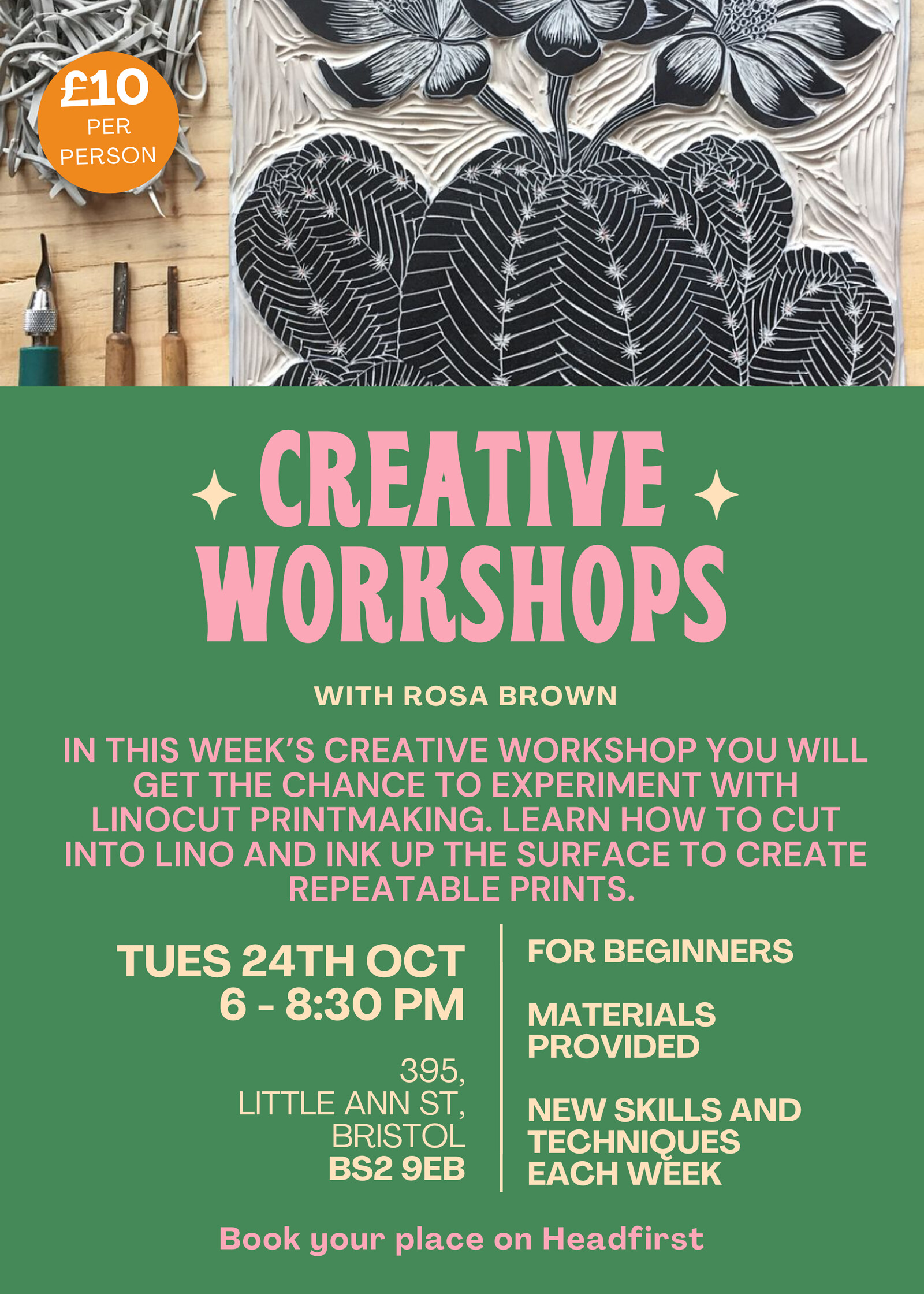 Creative Workshop: Linocut printmaking at 395