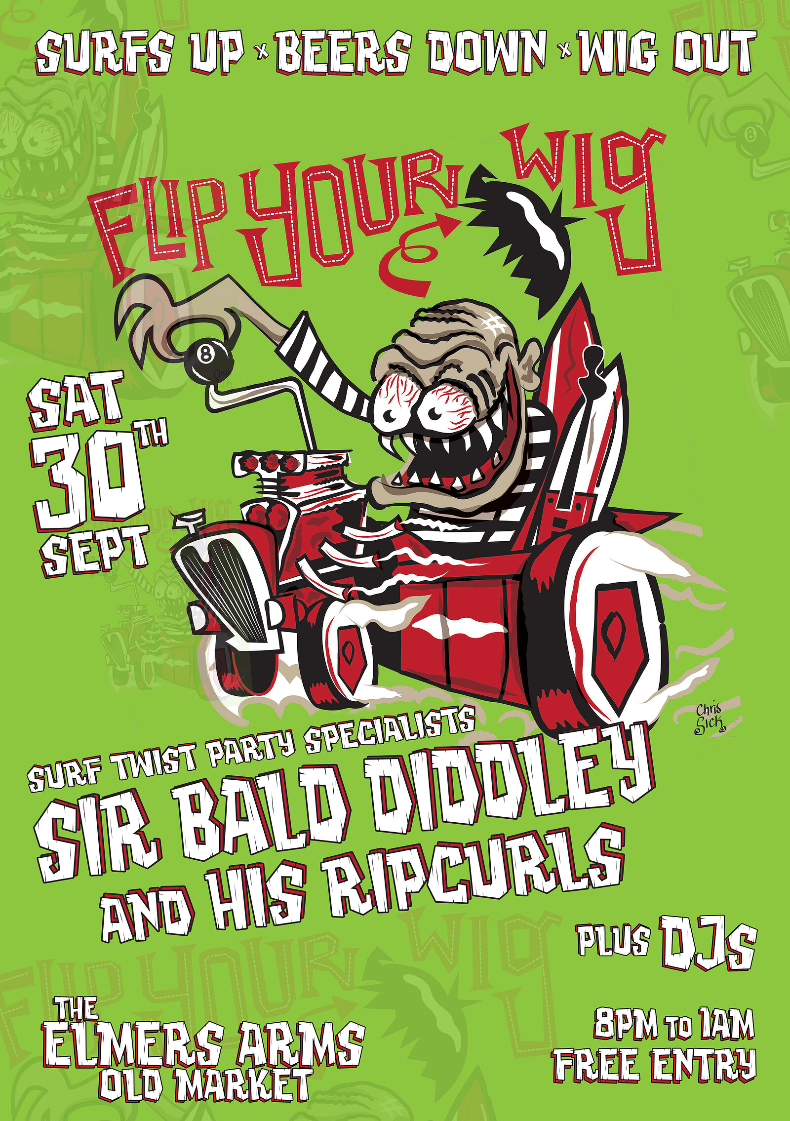 Sir Bald Diddley & His Ripcurls at The Elmer's Arms