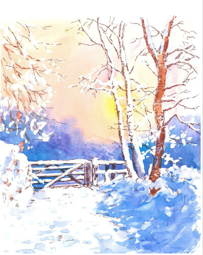 Winter Snow Scene in Watercolour at Bristol Folk House