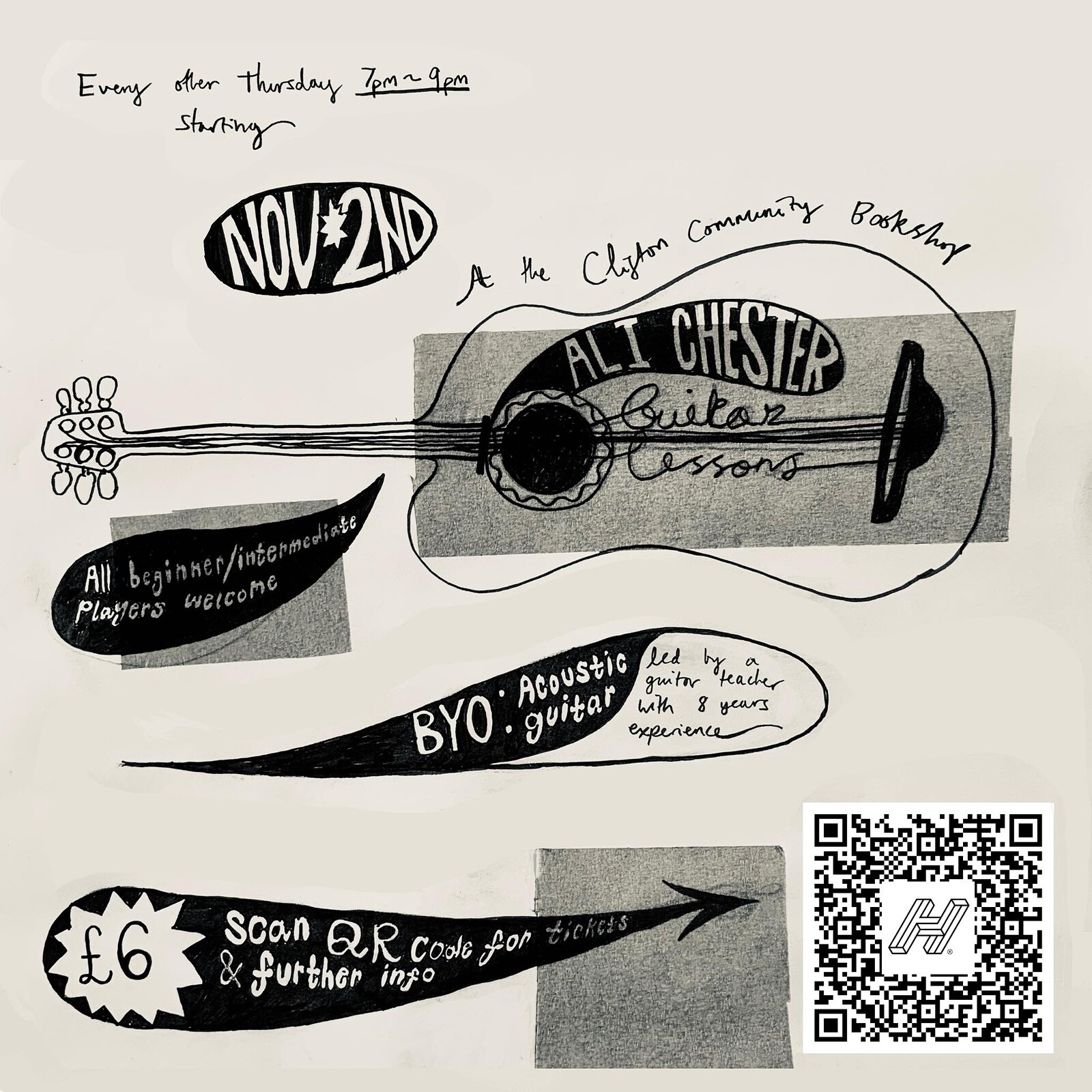 Acoustic Guitar Class & Social at Clifton Community Bookshop