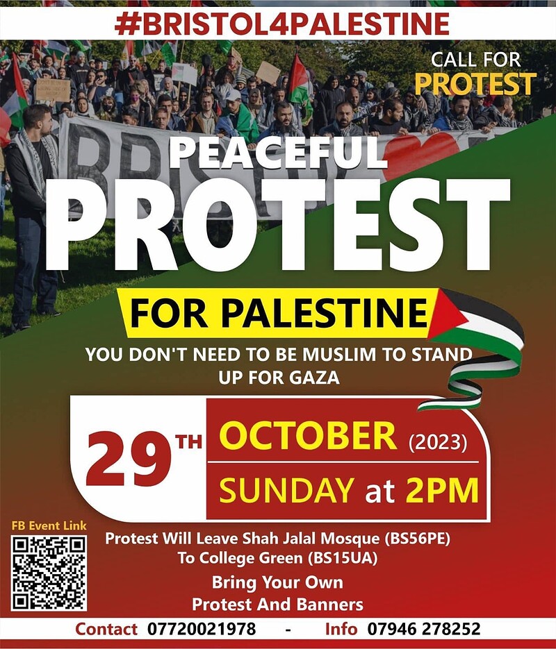 2pm Palestine Human Rights - Peaceful Protest at Mosque to College Green