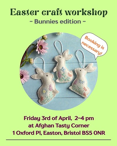 Easter craft workshop - bunnies edition at Afghan tasty corner