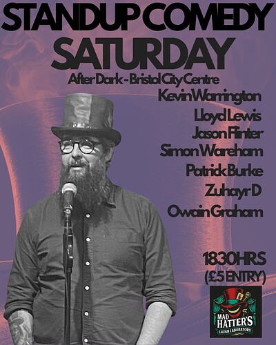 Mad Hatters Laugh Laboratory - at After dark - 12 St Stephen’s Street, Bristol City Ctr, BS1 1EL