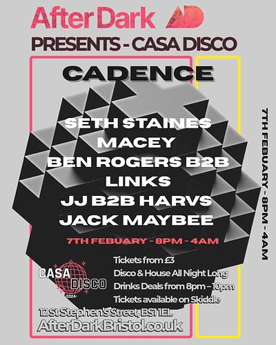 Casa Disco Presents..CADENCE - House & Disco All Night Long at After Dark