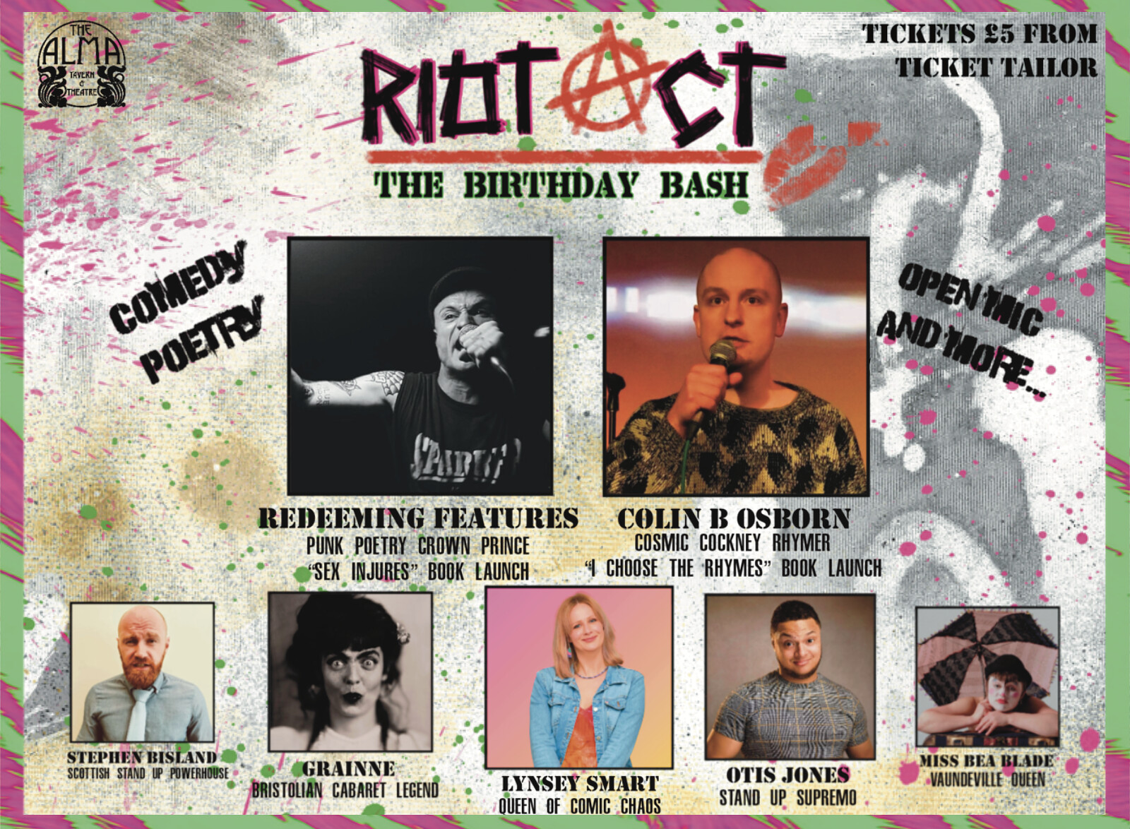 RIOT ACT: The Birthday Bash at Alma tavern