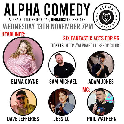 Alpha Comedy at Alpha Bottle Shop & Tap