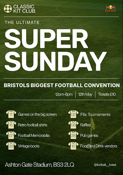 Classic kit club at Ashton gate stadium
