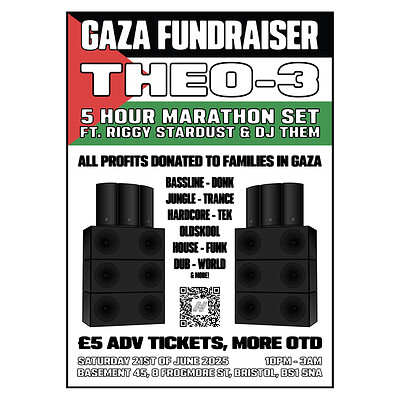 Gaza Fundraiser: THEO-3 5hr Marathon Set at Basement 45