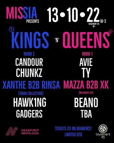 Missia presents Kings 'n' Queens at Basement 45