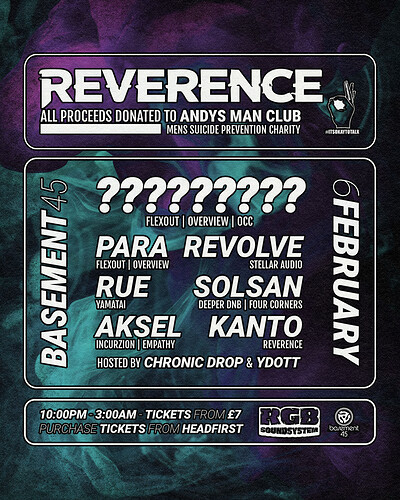 Reverence #2/ Para, Secret headliner , Rue, Aksel, Solsan, Revolve at Basement 45
