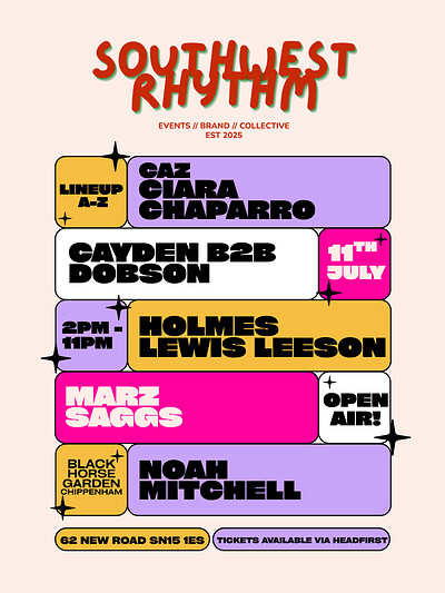 SouthWest Rhythm Presents - Open air at Black horse garden , Chippenham