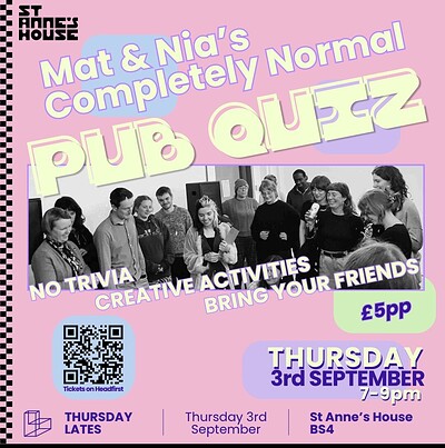 Mat and Nia's Completely Normal Pub Quiz at BRICKS BRISTOL, St Anne's House, St Anne's Rd, Brislington, Bristol BS4 4AB
