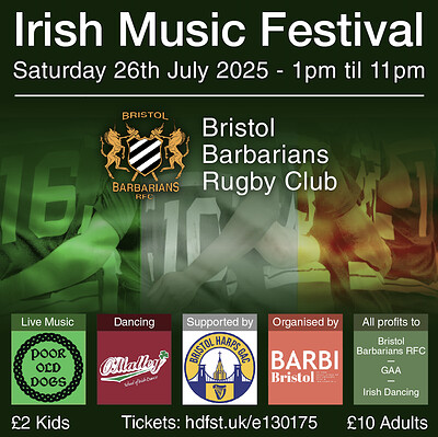 Irish Music Festival at Bristol Barbarians Rugby Club
