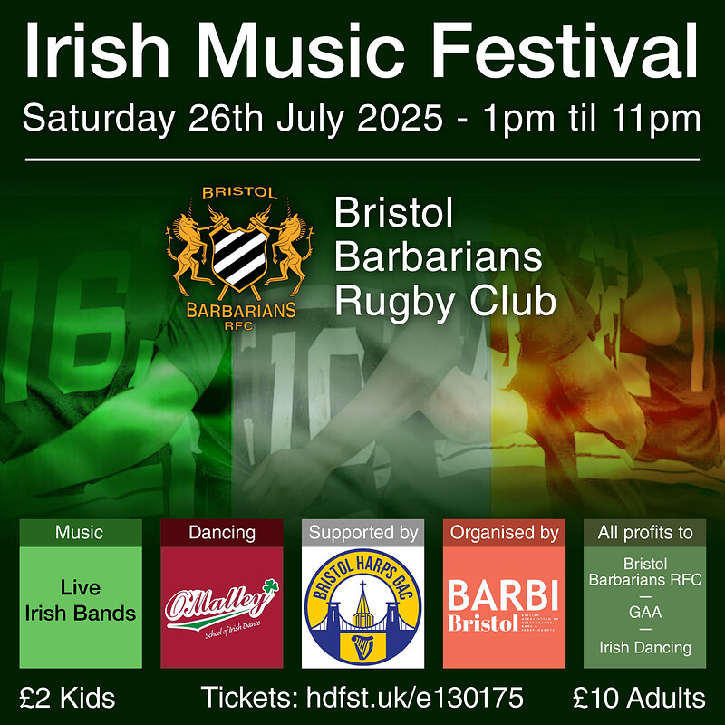 Irish Music Festival at Bristol Barbarians Rugby Club