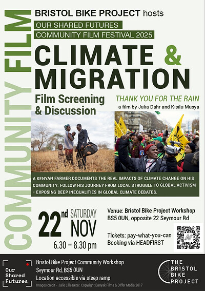 Our shared futures Film Festival: Climate & Migration Community Screening at Bristol Bike Project