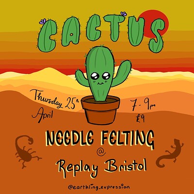 Cactus Felting Workshop at Bristol Board Game Bar