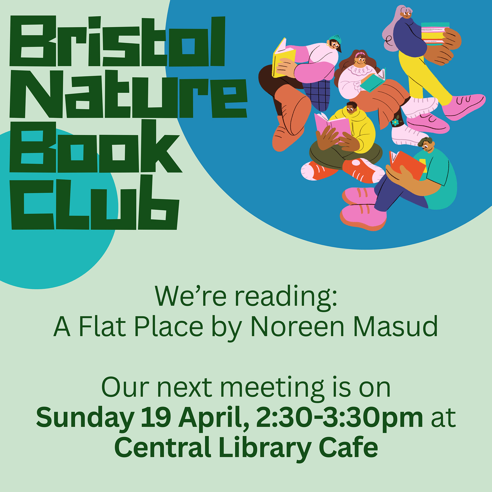 Bristol Nature Book Club - A Flat Place by Noreen Masud at Bristol Central Library Cafe