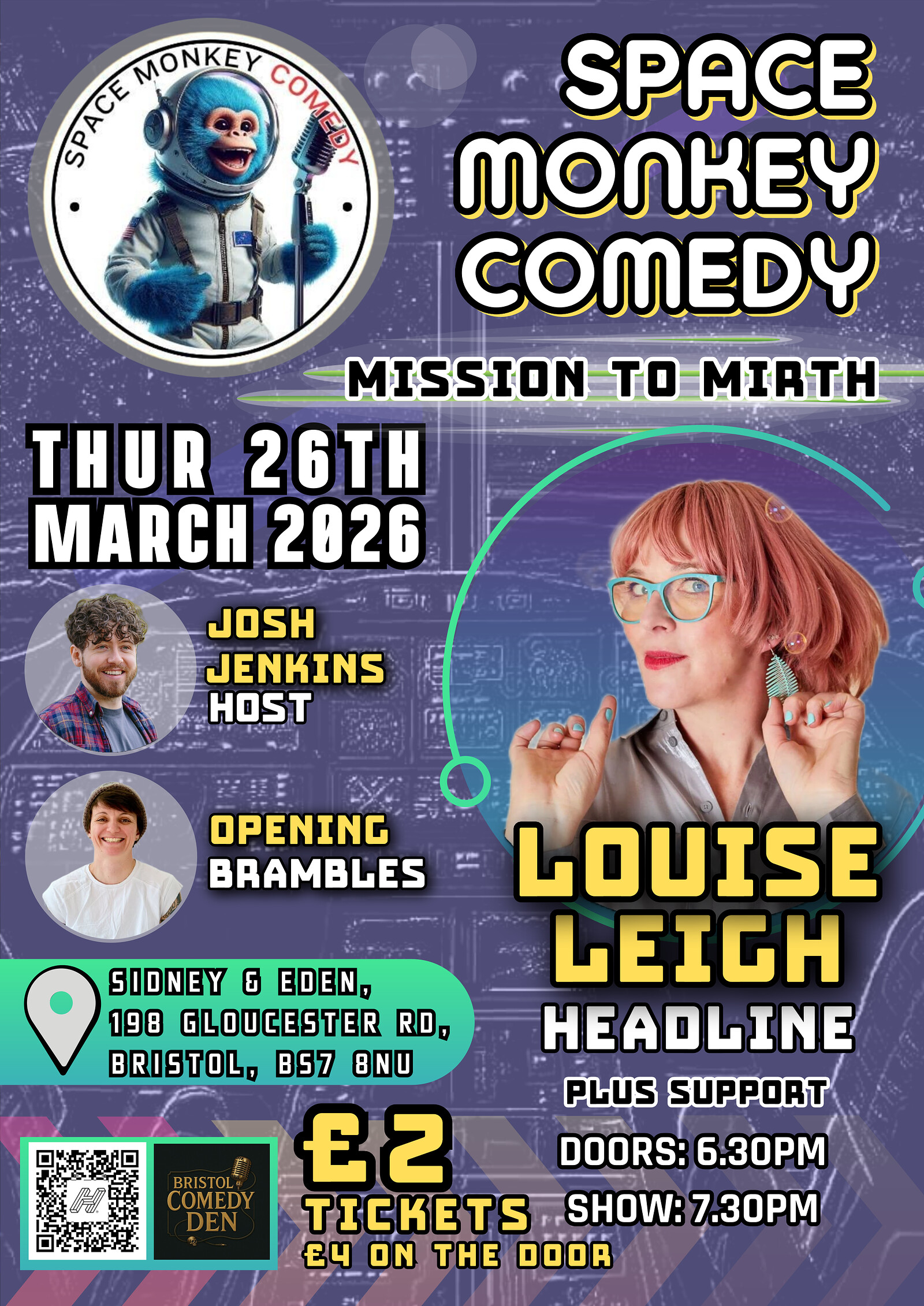 "SPACE MONKEY COMEDY" PRESENTS, Louise Leigh and Friends at Bristol Comedy Den