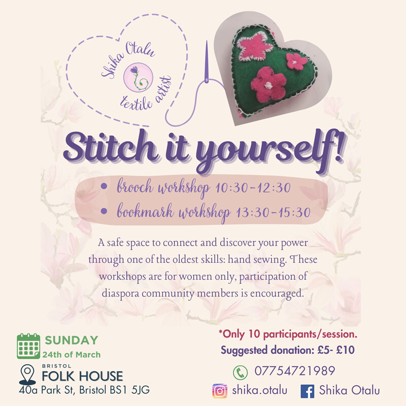Stitch it yourself Textile workshops at Bristol Folk House