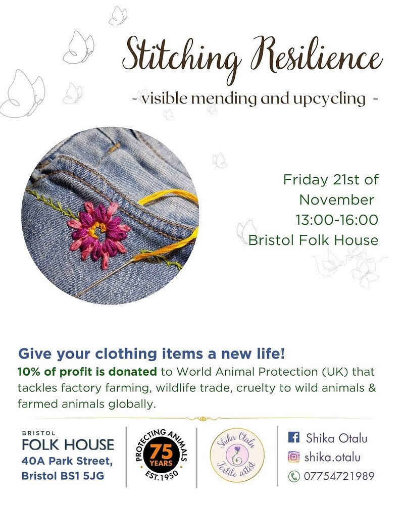Stitching Resilience - visible mending and upcycling  - at Bristol Folk House