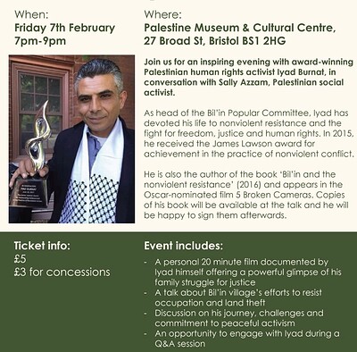 Special screening & talk with Iyad Burnat at Bristol Palestine Museum