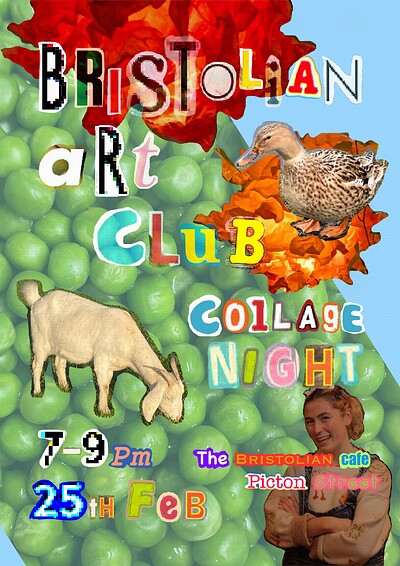 Bristolian art club collage night at Bristolian cafe