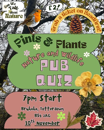 Pints and Plants Nature and Wildlife Pub Quiz at Bruhaha, 156-158 Wells Road, Totterdown, BS4 2AG