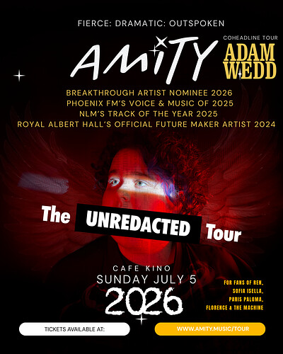 UNREDACTED TOUR+ ADAM WEDD + SUPPORT TBA at Cafe Kino