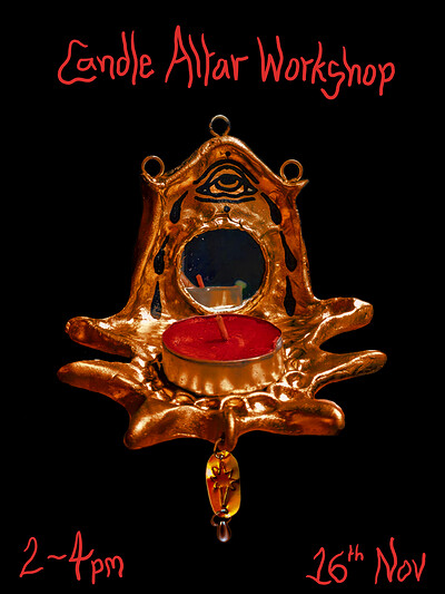 Clay Wall Candle Altar making workshop at Cafe Kino