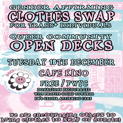 Gender Affirming Clothes Swap and FLINTA Community Open Decks at Cafe Kino