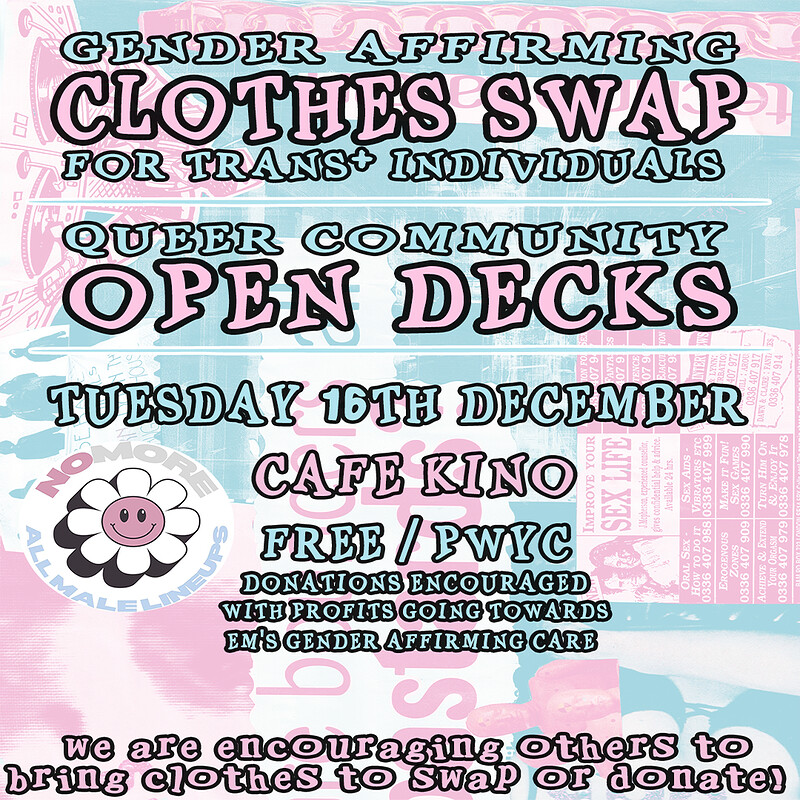 Gender Affirming Clothes Swap and FLINTA Community Open Decks at Cafe Kino