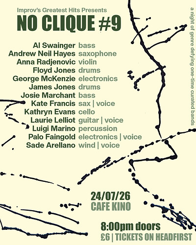 NO CLIQUE # 9 One Off Anti Genre Bands at Cafe Kino