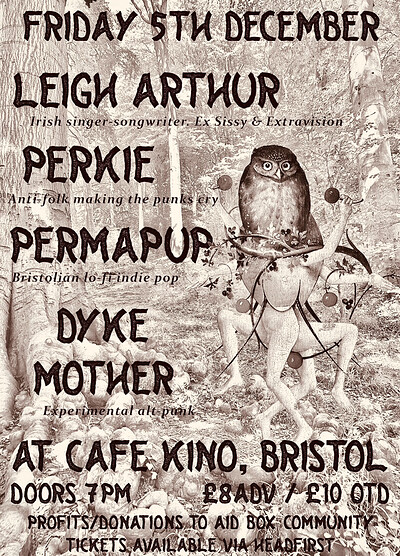 Perkie, Leigh Arthur, Permapup, & Dyke Mother at Cafe Kino