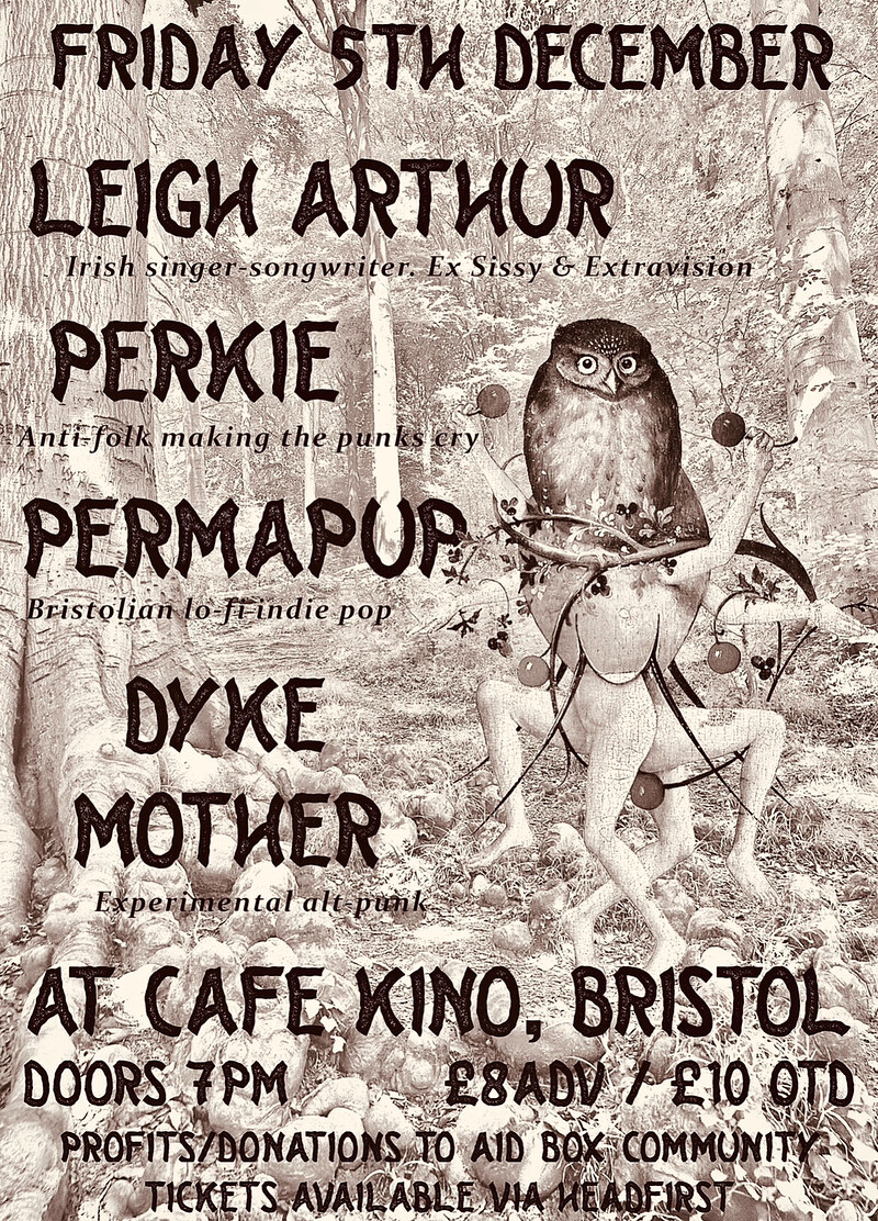 Perkie, Leigh Arthur, Permapup, & Dyke Mother at Cafe Kino