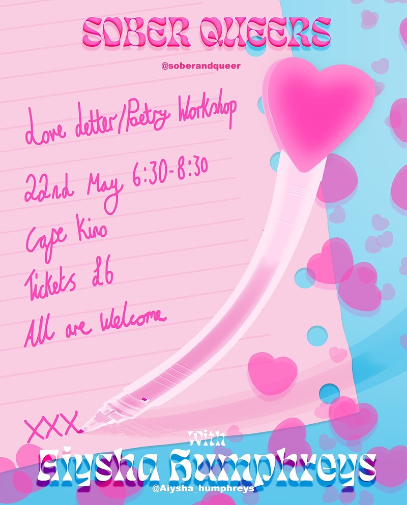 Queer Love /Letter Workshop with Aiysha Humphreys at Cafe Kino