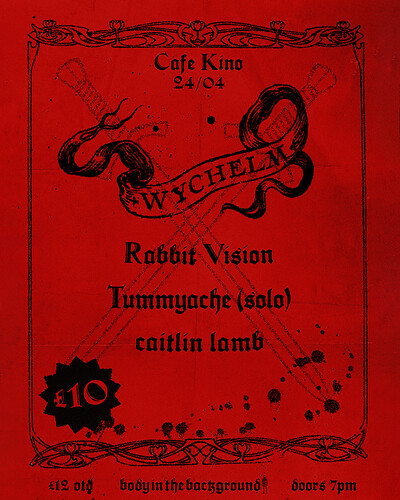 Wych elm + Rabbit Vision + Tummyache  + caitlin lamb at Cafe Kino