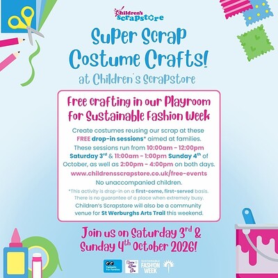 Super Scrap Costume Crafts Saturday Morning October 2026 at Children's Scrapstore