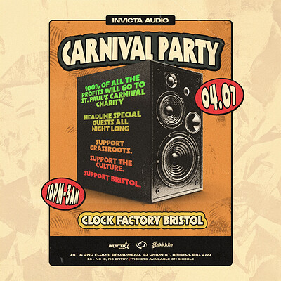 Invicta Audio Carnival Party at Clock Factory
