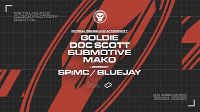 Metalheadz: Goldie, Doc Scott, Submotive + More at Clock Factory