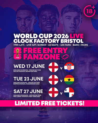 World Cup 2026 – England vs Croatia at Clock Factory