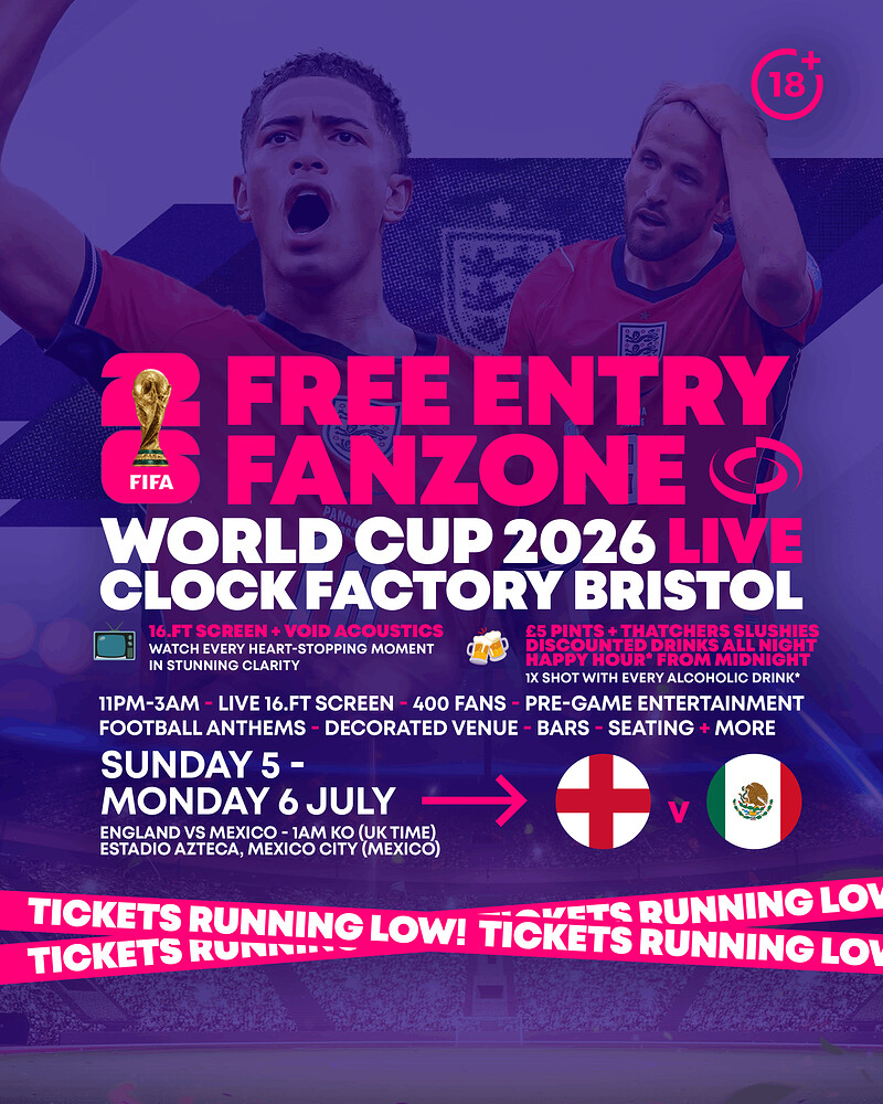World Cup 2026 – England vs Mexico at Clock Factory