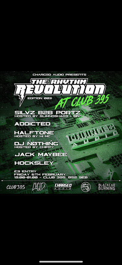 CHARGED AUDIO - THE RHYTHM REVOLUTION VOL 3 at Club395